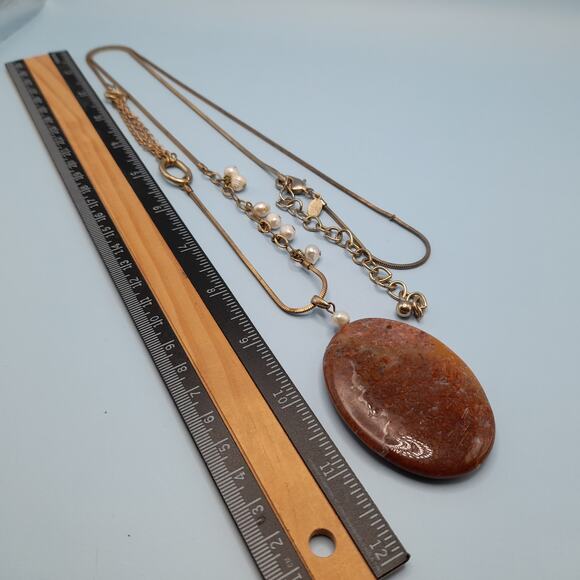 Chico's Long Gemstone Pendant Necklace, Cultured Pearls, 40 Inches - Picture 8 of 8